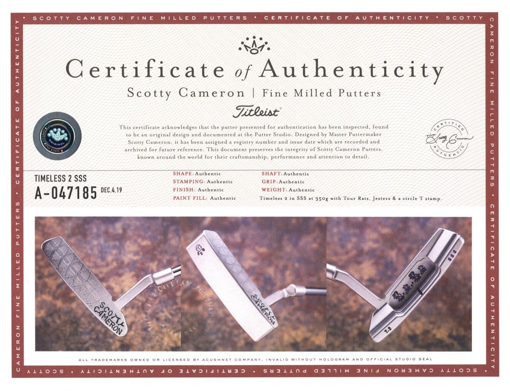 Scotty Cameron Timeless 2 in SSS at 350g SC